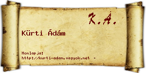 Kürti Ádám névjegykártya